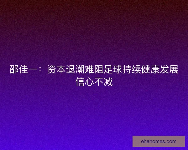 邵佳一：资本退潮难阻足球持续健康发展信心不减